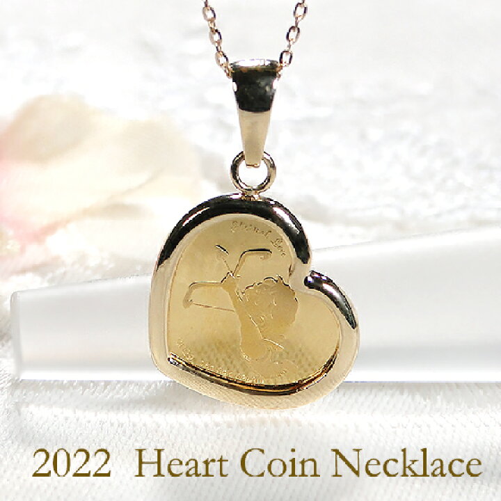 楽天市場】純金 K24/K18 2022 キューピット ハートコインネックレス  
