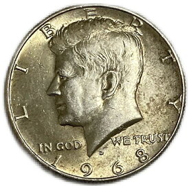 アメリカ銀貨 ケネディ 50セント 1968年 ハーフダラー XF アンティークコイン 外国 硬貨 コイン