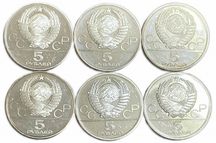 楽天市場】旧ソ連(ロシア) プルーフ銀貨 大型 1980年 5ルーブル 6枚