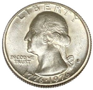 アメリカ　ワシントン　25セント　記念銀貨　　1776〜1976年　新品