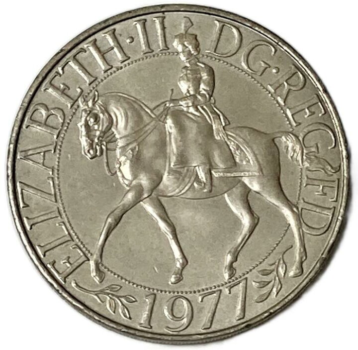 イギリス エリザベス女王 2世 在位25周年 1977年 コイン 美品 記念コイン 記念 アインス コインズ