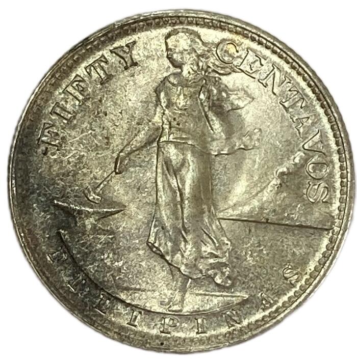 楽天市場】フィリピン銀貨 50センタボ 1/2ペソ 1945年 UNC