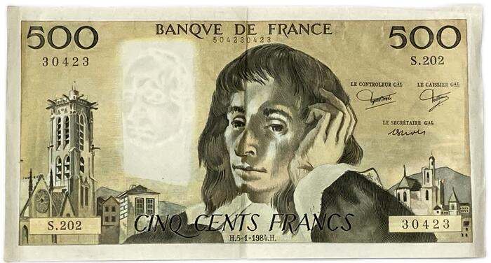 フランス 500フラン 旧紙幣-