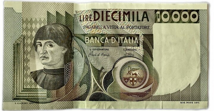 楽天市場】イタリア紙幣 10000リラ 美品 1976年 画家 アンドレア・デル  