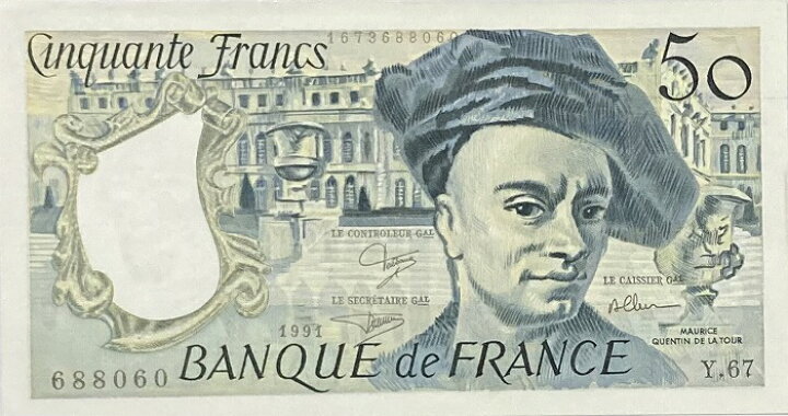 楽天市場】50フラン紙幣 フランス 画家モーリス・カンタン・ド・ラ 