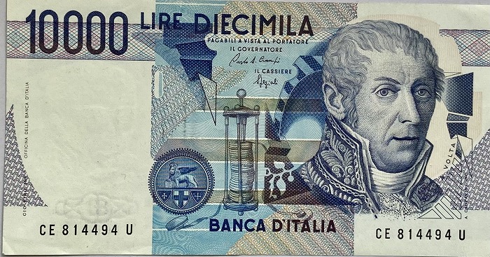 楽天市場】イタリア紙幣 10000リラ 美品 1984年 電池の発明者