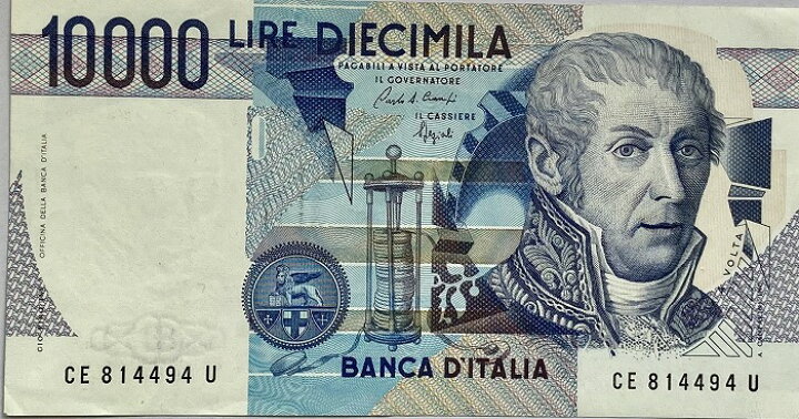 楽天市場】イタリア紙幣 10000リラ 美品 1984年 電池の発明者 