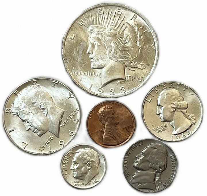 楽天市場】アメリカ 貨幣セット（内銀貨4枚） 準未使用～未使用 ピース  