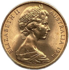 オーストラリア 2セント 銅貨 1984年 未使用 コイン 硬貨 エリザベス女王 記念