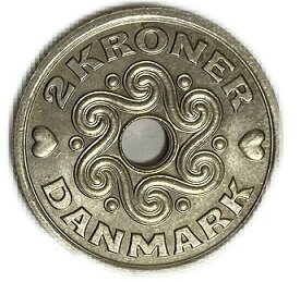 デンマーク王国 2クローネ コイン 未使用 ハート 1992年-2002年 年代ランダム マルグレーテ2世 王冠 北欧 外国 硬貨 コイン アンティークコイン