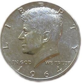 アメリカ銀貨 ケネディ 50セント 1964年 ハーフダラー XF アンティークコイン 外国 硬貨 コイン