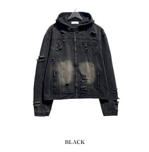 yzc[vy2planzChris damage hooded denim jacket / NX_[Wt[hfjWPbgyVbvz