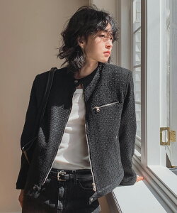 yzc[vy2planzHeather Tweed Biker Crop Jacket / wb_[cC[hoCJ[NbvWPbgyVbvz
