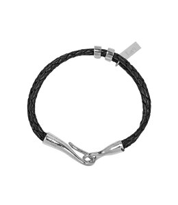 yzc[vy2planz[LAN ARCHIVE] Black Leather Hook Bracelet / [LAN ARCHIVE]ubNU[tbNuXbgyVbvz