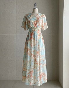 �y���������z�A�C�A���}���yI AM MARI�zChyuelrin Shirring Wrap Flower One Piece / �`���G�������V���[�����O���b�v�t�����[�����s�[�X�y�����V���b�v�z