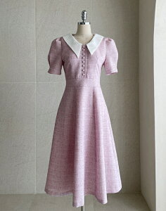 �y���������z�A�C�A���}���yI AM MARI�zBlandy Puff Collar Tweed One Piece / �u�����f�B�p�t�݃c�C�[�h�����s�[�X�y�����V���b�v�z