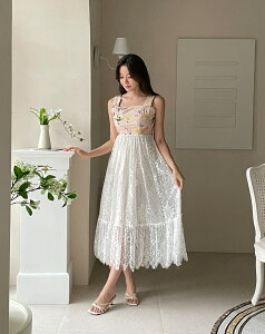 �y���������z�A�C�A���}���yI AM MARI�zRaffin Flower Lace Sleeveless One Piece / ���C�t�B���t�����[���[�X�^���N�g�b�v�����s�[�X�y�����V���b�v�z
