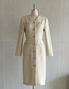 �y���������z�A�C�A���}���yI AM MARI�zMedian Tweed Button One Piece / �~�f�B�A���c�C�[�h�{�^�������s�[�X�y�����V���b�v�z