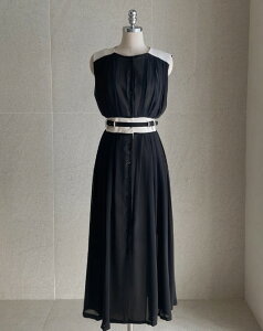 �y���������z�A�C�A���}���yI AM MARI�z[Belt set] Monte Chiffon Shirring Sleeveless One Piece / [�x���g�Z�b�g]�����e�V�t�H���V���[�����O�m�[�X���[�u�����s�[�X�y�����V���b�v�z