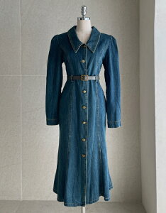 �y���������z�A�C�A���}���yI AM MARI�zHalo Collar Denim Shirt One Piece (Belt set) / �n���ݕt���f�j���V���c�����s�[�X(�x���g�Z�b�g)�y�����V���b�v�z