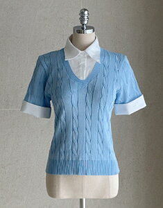 �y���������z�A�C�A���}���yI AM MARI�zYulepi Color Matching Shirt Cable Knit / �����s�J���[�V���c�P�[�u���j�b�g�y�����V���b�v�z