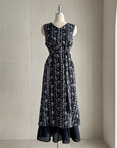 �y���������z�A�C�A���}���yI AM MARI�z[Strap set] Gloss Floral Color Matching Sleeveless Long One Piece / [�X�g���b�v�Z�b�g]�O���X�t���[�����J���[�m�[�X���[�u�����O�����s�[�X�y�����V���b�v�z