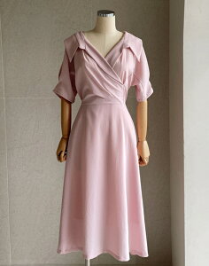�y���������z�A�C�A���}���yI AM MARI�zVientiane Collar Wrap Puff Short Sleeve Flare One Piece / ���B�G���`�����ݕt�����b�v�p�t�����t���A�����s�[�X�y�����V���b�v�z