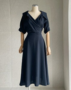 �y���������z�A�C�A���}���yI AM MARI�zVientiane Collar Wrap Puff Short Sleeve Flare One Piece / ���B�G���`�����ݕt�����b�v�p�t�����t���A�����s�[�X�y�����V���b�v�z