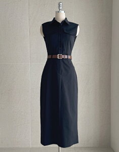 �y���������z�A�C�A���}���yI AM MARI�zLatte Pocket Collar Sleeveless One Piece (Belt Set) / ���e�|�P�b�g�J���[�m�[�X���[�u�����s�[�X(�x���g�Z�b�g)�y�����V���b�v�z