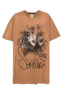 �y���������z�T���N�A���Y�ySANKUANZ�z25SS�� BUMPY UNISEX GRAFFITI PRINT BLEACHED OVERSIZED T-SHIRT / �o���s�[���j�Z�b�N�X�O���t�B�e�B�v�����g�u���[�`�I�[�o�[�T�C�YT�V���c �j�����p�y�����V���b�v�z