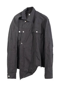 �y���������z�T���N�A���Y�ySANKUANZ�z25SS�� ETHNIC-INSPIRED ASYMMETRICAL MANDARIN COLLAR DISTRESSED SHIRT / �G�X�j�b�N�C���X�p�C�A�[�A�V�����g���J���}���_�����ݕt���f�B�X�g���X�V���c �j�����p�y����