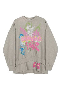�y���������z�T���N�A���Y�ySANKUANZ�z25FW�� BUMPY GRAFFITI PRINT DOUBLE HEM CREWNECK / �o���s�[�O���t�B�e�B�v�����g�_�u���w���N���[�l�b�N �j�����p�y�����V���b�v�z