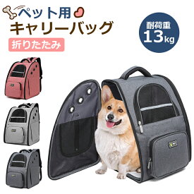 【楽天スーパーSALE 】多機能 ペットキャリーバッグ 猫 犬 小動物適用 ペットバッグ 折り畳み リュック ペットリュック ポータブルバッグ 耐重荷13kg 変形しない ぺット用 キャリーバッグ 通気性抜群 安全設計 持ち便利 車載 旅行 通院 災害避難用 マット付