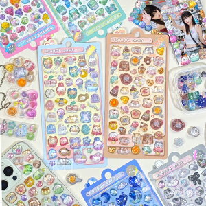 【6枚セット】ぷくぷくシール 可愛いシール スマホケース飾り 和風 日系 ごほうびシール ご褒美シール 立体シール ボンドロップ 装飾用 DIY用 3Dシール 手帳 ステッカーデコ 手作り キラキラ