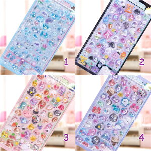 【4枚セット】ぷくぷくシール 可愛いシール スマホケース飾り 和風 日系 ごほうびシール ご褒美シール 立体シール ボンドロップ 装飾用 DIY用 3Dシール 手帳 ステッカーデコ 手作り キラキラ