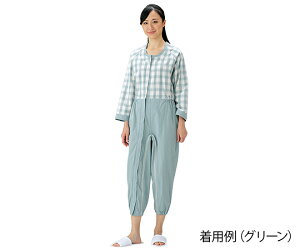 制菌前開き介護用ねまき ロック機能付 L グリーン (8-1612-03)
