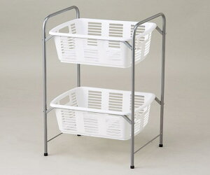 アズワン ナビス 脱衣カゴワゴン・ラック2段式 ホワイト キャスター無し YBW-2 (8-5958-01) 【メーカー直送】