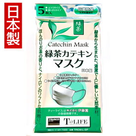 【10袋セット】TRUSCO 緑茶カテキンマスク 日本製 個包装 5枚入×10袋 TRCM-L-5P ふつうサイズ トラスコ中山