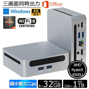 }\ԁASi10{I9/24܂Ł[3ʓo]~jPC minipc AMD Ryzen5 4500U Ryzen7 8RA16Xbh ő4.4GHz mini pc DDR4 8~16GB 256~1024GB Windows 11 Pro  VESAΉ 4K@60Hz ^PC WiFi 6 BT5.2 LAN|[g US
