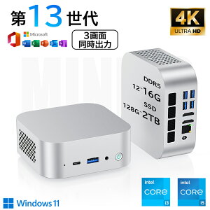 [3��ʓ����o��]�~�jPC minipc Intel Core i3-1215U i5-13420H 8�R�A12�X���b�h �ő�4.6GHz mini pc DDR5 12GB/16GB 128~2048GB Windows 11 Pro ���� VESA�Ή� 4K@60Hz ���^PC WiFi 6 BT5.2 LAN�|�[�g USB TYPE-C �ȓd�� mini�p�\�R�� PSE�F
