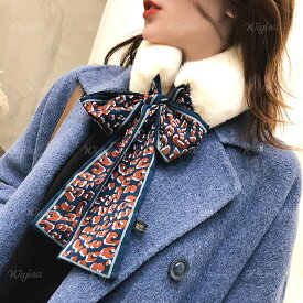 新品入荷　ネックウォーマー　オシャレ　ファー　スヌード　Snood　厚手　秋冬　保温　防寒　暖かい　レディース　ヒョウ柄 リボン 　高級感