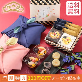 【クーポン配布中】【予約商品】竹かご風呂敷セット 季節の和菓子詰合せ・桔梗・撫子（あんみつ×2個・名代金鍔×3個・栗金鍔×3個） 榮太樓總本鋪 お中元 残暑見舞い 敬老 七五三 おしゃれ あんこ ギフト 老舗 高級 和菓子 お取り寄せ 贅沢スイーツ 暑中見舞い 常温