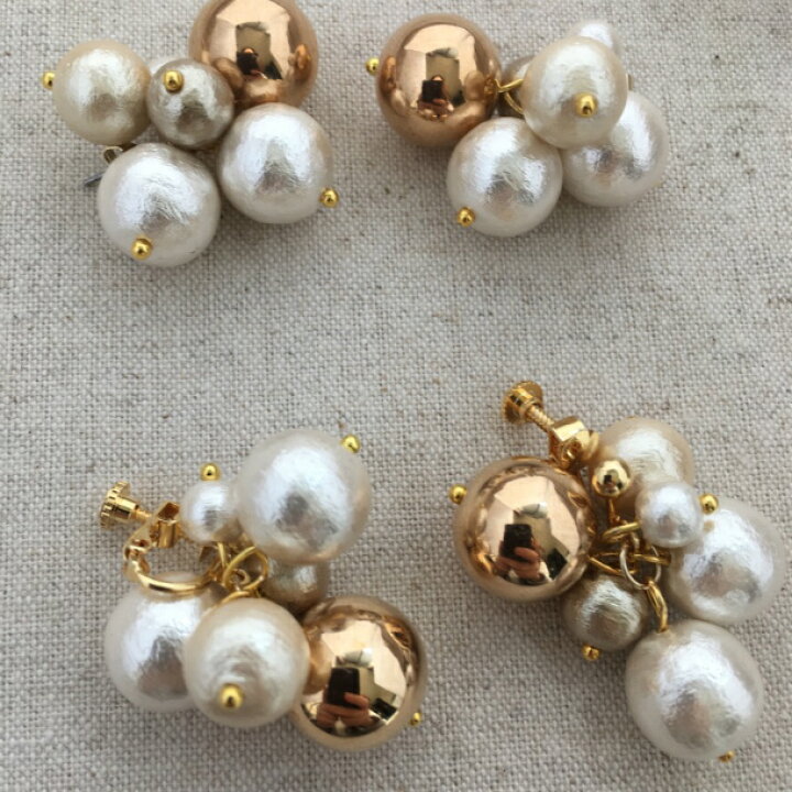 楽天市場 送料無料 コットン パール レディース 女性用 ハンドメイド アクセサリー シェル 可愛い 軽い お洒落 金属アレルギー対応 ギフト メタル アクセサリーshop Eito