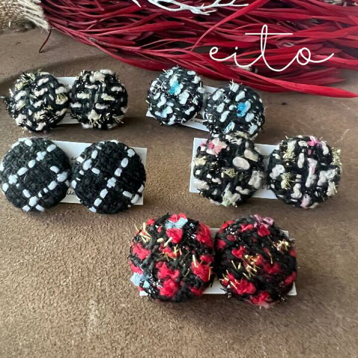 楽天市場】秋ファッション ツイード チェック柄 ピアス イヤリング 