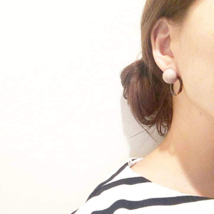 送料無料 べっ甲風 コットンパール 女性用 イヤリング ハンドメイド レディース ピアス パール アクセサリー