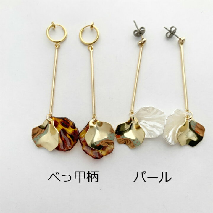 楽天市場】べっ甲柄 パール 揺れる 花びら フラワー メタル 大ぶり 