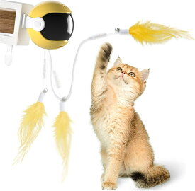 電動猫じゃらしボール 自動回転 スピード調整可 交換用ポンポン付き 猫の狩猟本能を刺激 ストレス解消 運動不足対策 一人遊びOK 室内飼い猫用ペット用品