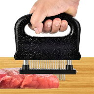 肉筋切り器 ミートテンダライザー 48本刃仕様 ジャカード 保護カバー付き キッチン 肉刺し ステンレス製 …