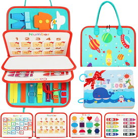 モンテッソーリ おもちゃ 知育玩具 シールブック お着替えの練習 | IKING 学習玩具 ドレス学習ボード 指先の知育 ボタンの練習 基本的なスキルを学ぶ 靴紐結び 啓発玩具 感覚教具