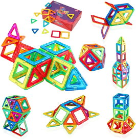 磁石ブロック マグネット マグネットブロック 40ピース DIY磁気積み木 知育玩具 三角形24個 正方形16個 オモチャ 図形 組み立て 学習玩具 磁石おもちゃ マグネッおもちゃ 男の子 女の子 子ども 贈り物 誕生日プレゼント 入園祝い クリスマスプレゼント